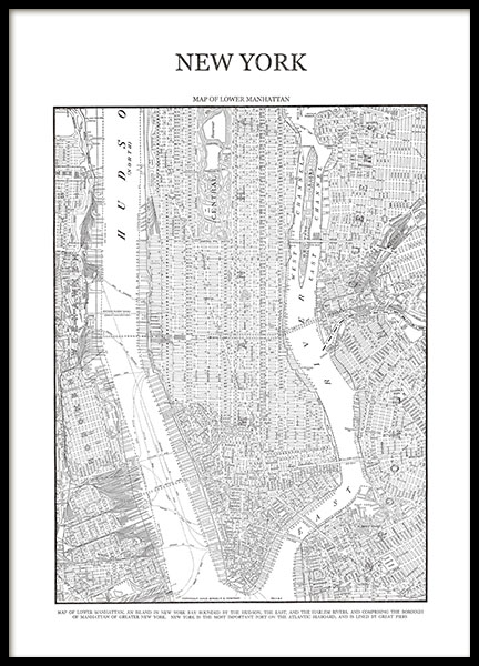 Tavlor och posters med karta över Manhattan | New York Print