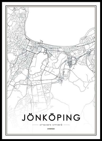Tavla, poster med Jönköping karta | Affisch med stadskarta | Desenio