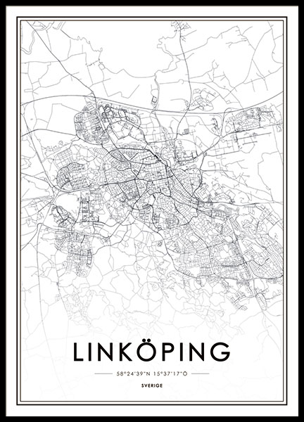 Poster med Linköping karta | Tavlor med städer | Affischer online