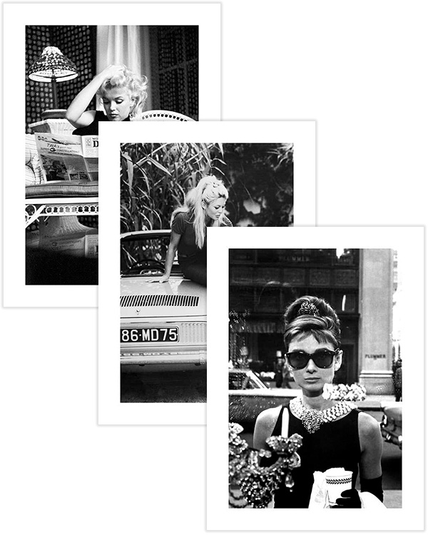 – Trio av ikoniska fotografier i svartvitt