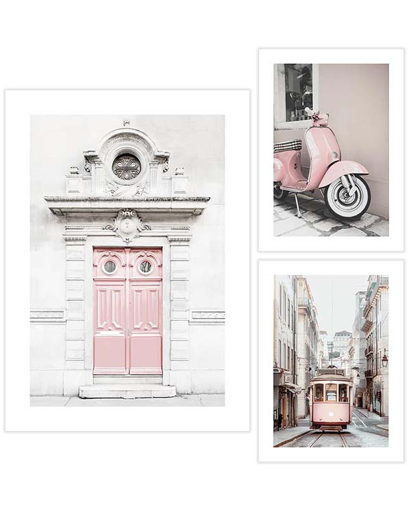 – Moderna fotografier i städer och fordon med en rosa touch