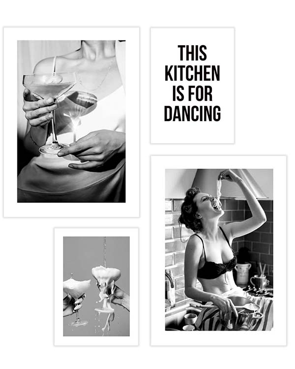 – Monokroma mode fotografier med pasta och champagne
