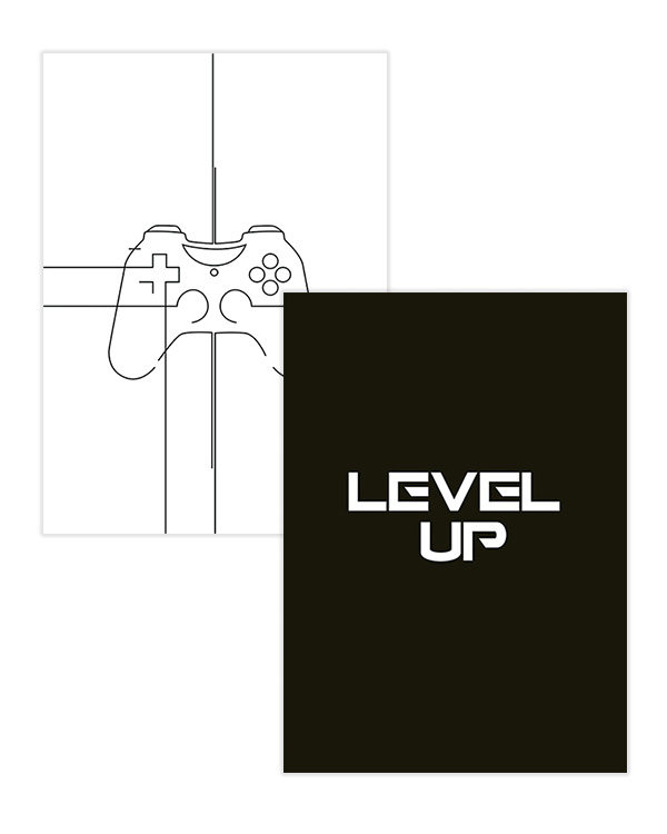 – Illustration av spelkontroll och citat på svart och vit bakgrund