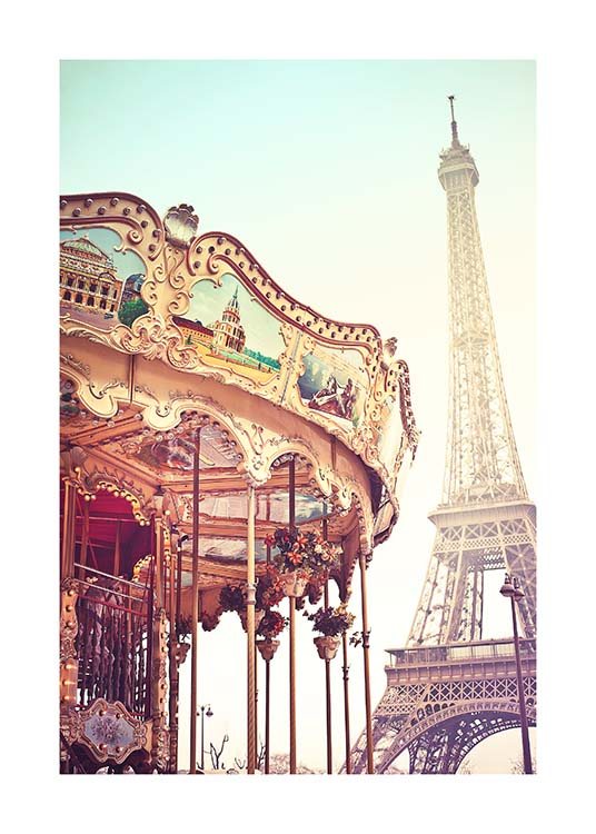 Eiffel Tower Carousel Poster / Fotokonst hos Desenio AB (10098)