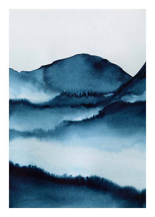 Watercolor Mountains Poster / Konststilar hos Desenio AB (10124)