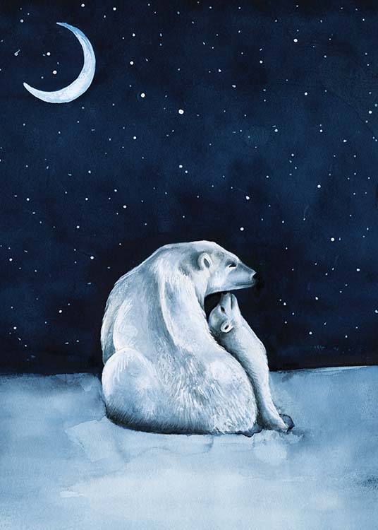 Polar Bear Night Sky Poster / Barntavlor hos Desenio AB (10275)