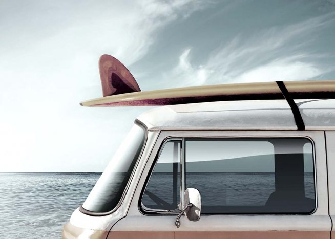 Surfers Van Orange Poster