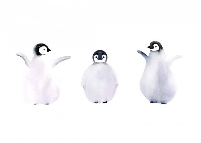 Three Penguins Poster / Konststilar hos Desenio AB (10685)