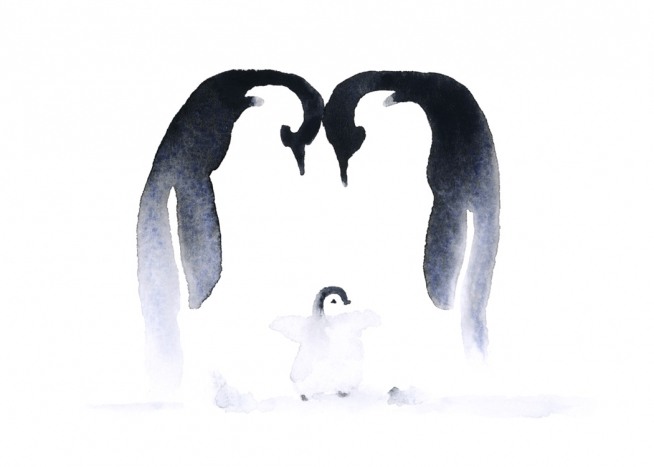 Penguin Family Poster / Konststilar hos Desenio AB (10686)