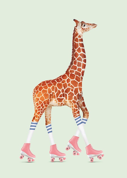 Rollerskating Giraffe Poster / Barntavlor hos Desenio AB (11023)