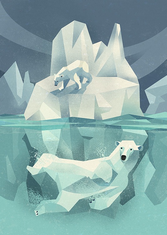 Vintage Polar Bear Poster / Barntavlor hos Desenio AB (11027)