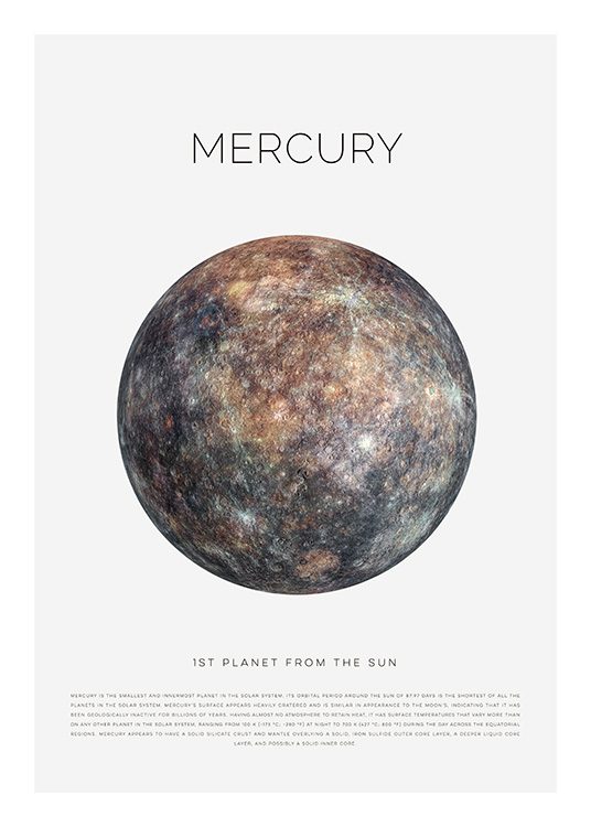 Planet Mercury Poster / Barntavlor hos Desenio AB (11439)