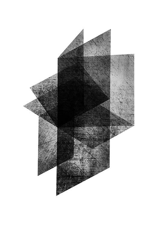 –Transparanta svarta kvadratiska former på vit bakgrund.