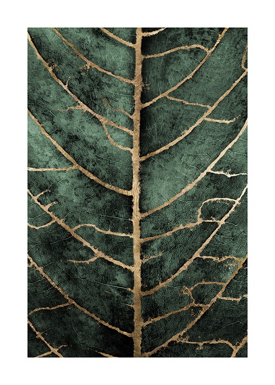 Golden Green Leaf Poster / Konststilar hos Desenio AB (12266)