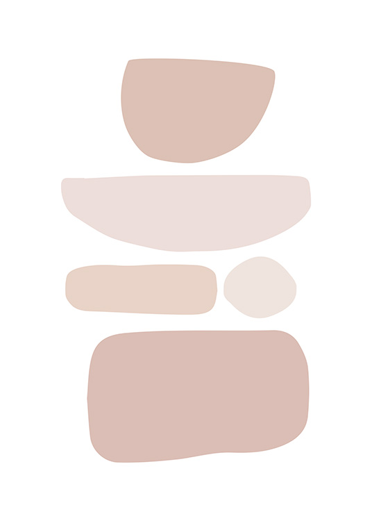 Abstrakt grafisk illustration med olika former i rosa och beige