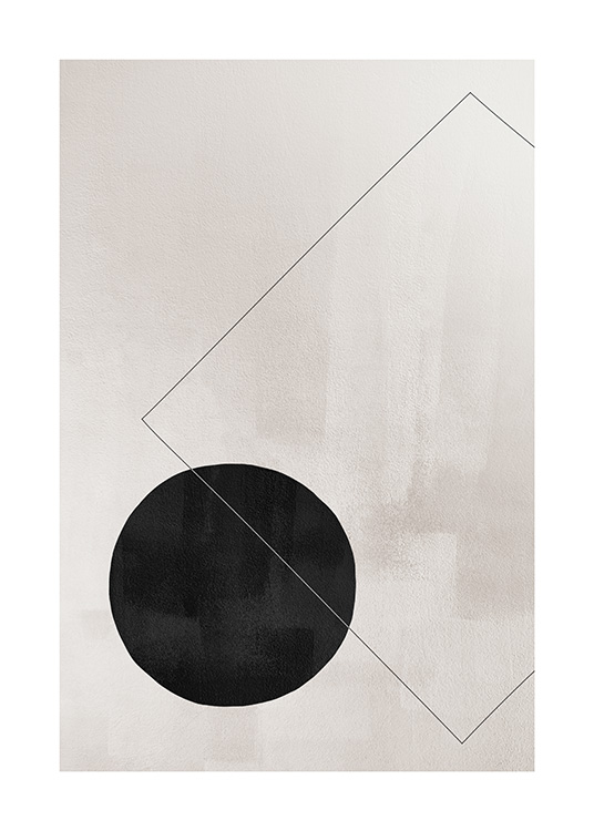  – Illustration med en beige bakgrund och konturerna av en fyrkant med en svart cirkel