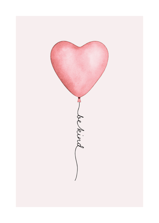 - Illustration med grå bakgrund bakom en rosa hjärtformad ballong 