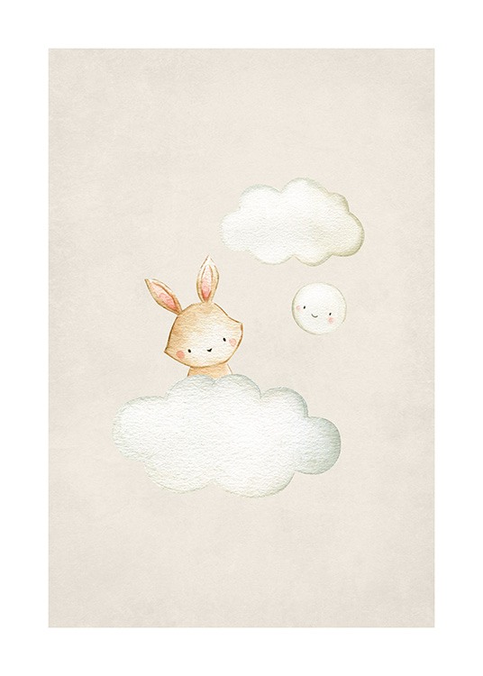 In the Clouds No1 Poster / Tecknade djur hos Desenio AB (13717)