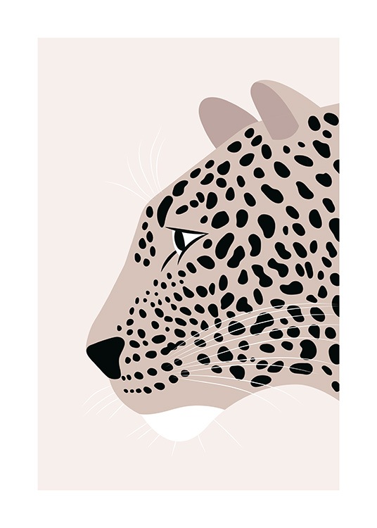Leopard Profile Illustration Poster / Djur hos Desenio AB (13788)