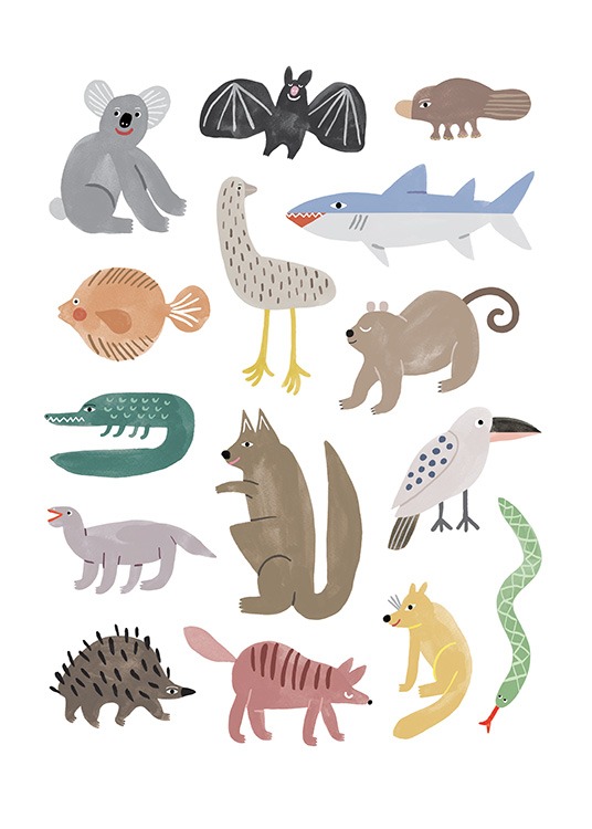 – Illustrationer av djur för barnrum