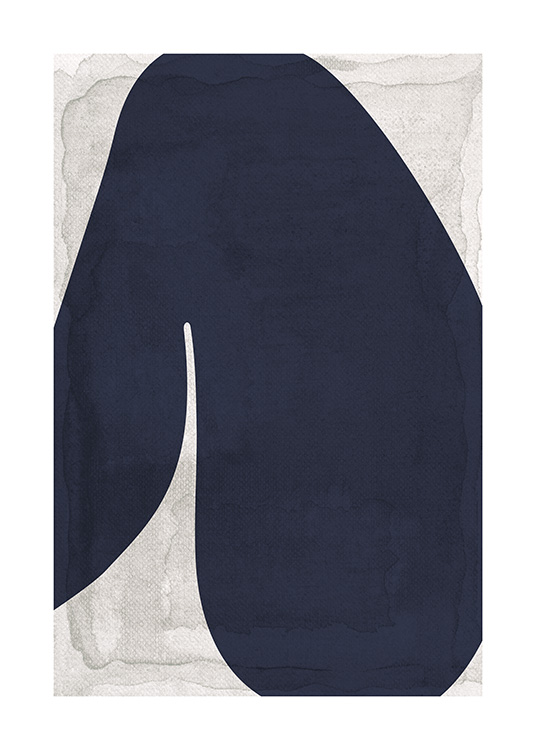  – Grafisk illustration med ett blått, abstrakt ben som är böjt, mot en beige bakgrund
