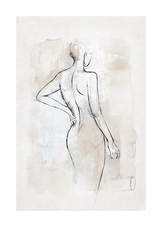 Abstract Body Sketch No2 Poster