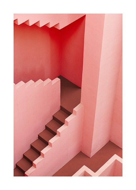  - Fotografi av en rosa trappa med geometriska former