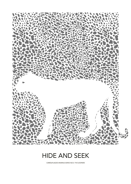  - Grafisk illustration av ett grått mönster och konturerna av en vit leopard