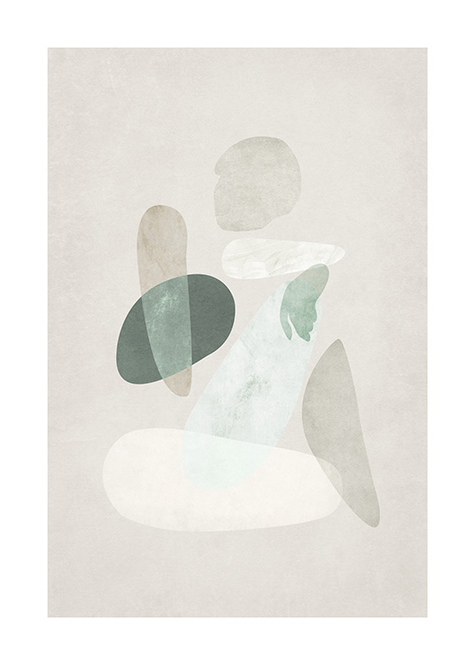  – Abstrakt akvarell av en kropp skapad av former i grönt och beige