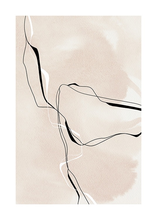  – Illustration med linjer i svart och vitt som överlappar varandra, på en beige bakgrund