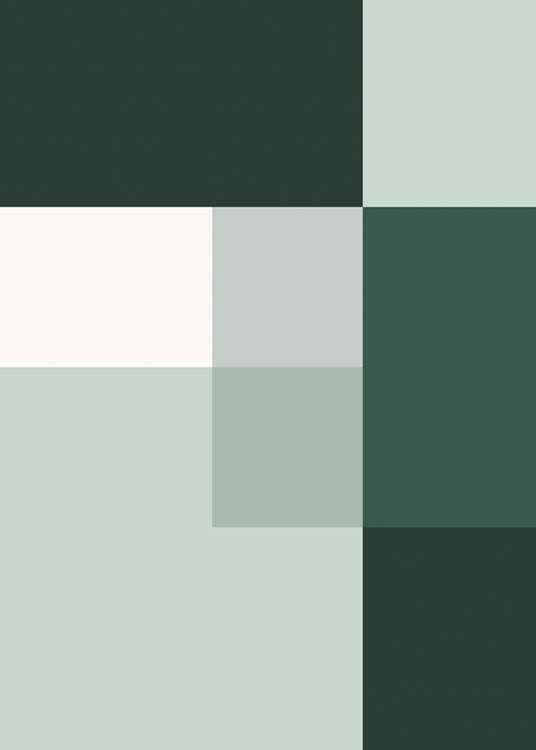  – Grafisk illustration i grönt med rektanglar och fyrkanter