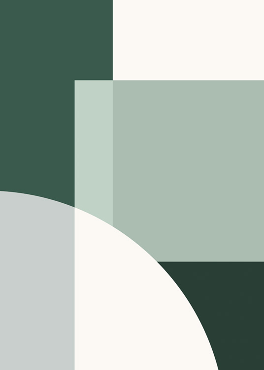  – Geometriska former i gröna nyanser och beige