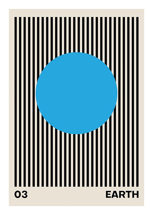 – Grafisk illustration med svarta ränder bakom en blå cirkel, men en beige bakgrund