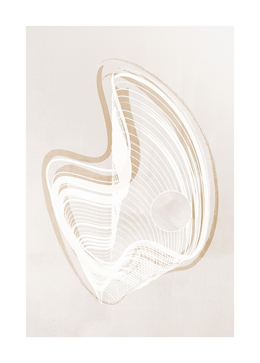  – Abstrakt illustration av en form i vitt och beige