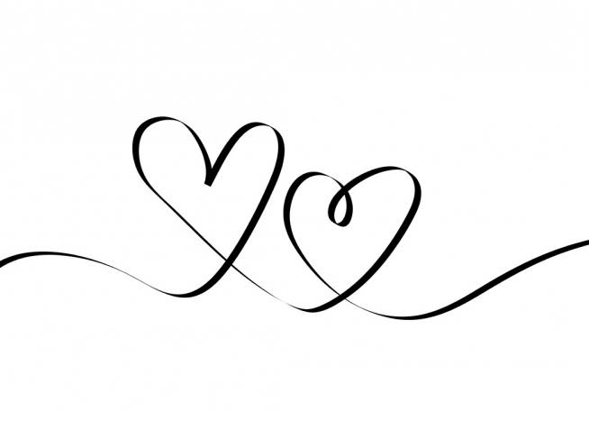  – Illustration av två hjärtan i svart line art mot en vit bakgrund