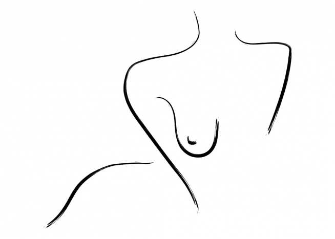 – Teckning av en naken kropp i line art, med svarta linjer på en vit bakgrund