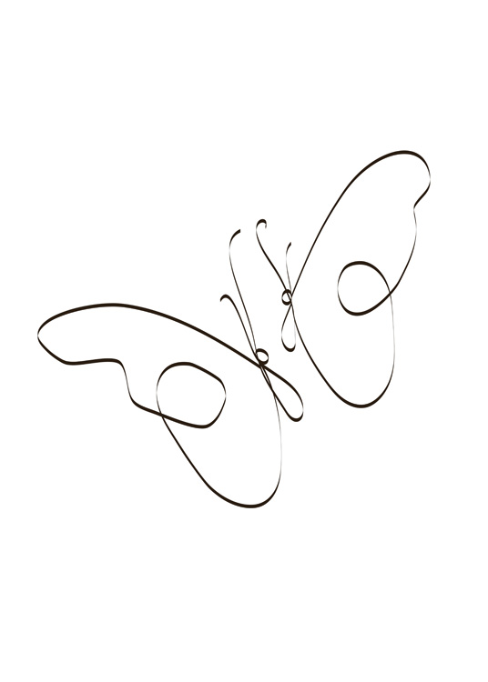  – Illustration i line art av två fjärilar, ritade med svarta linjer på en vit bakgrund