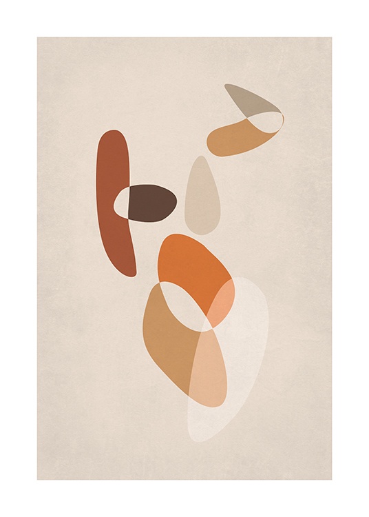  – Grafisk illustration av en abstrakt kropp som består av bruna och orangea former