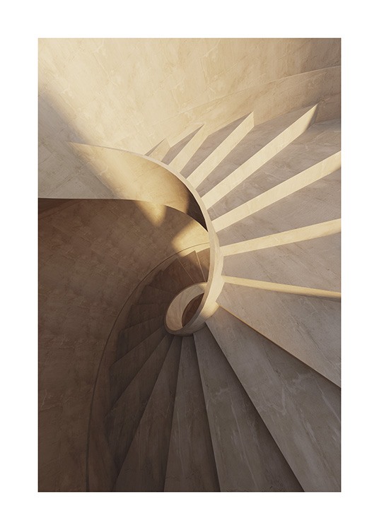  – Fotografi av en beige spiraltrappa i marmor