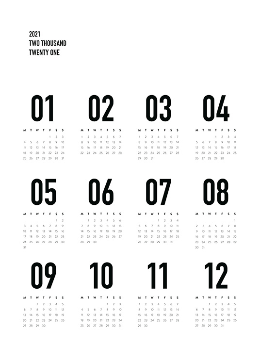 Calendar 2021 B&W Poster