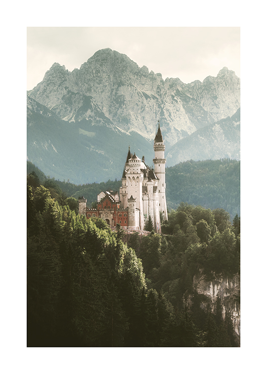 Castle And Mountains Poster