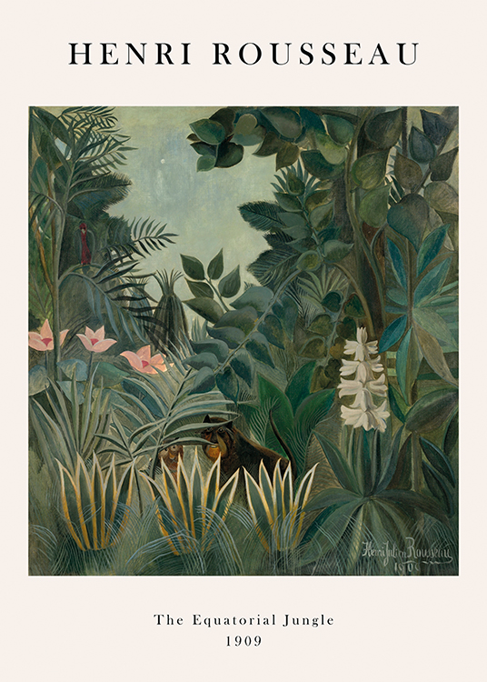  – Målning av en djungel med träd, blommor och djur