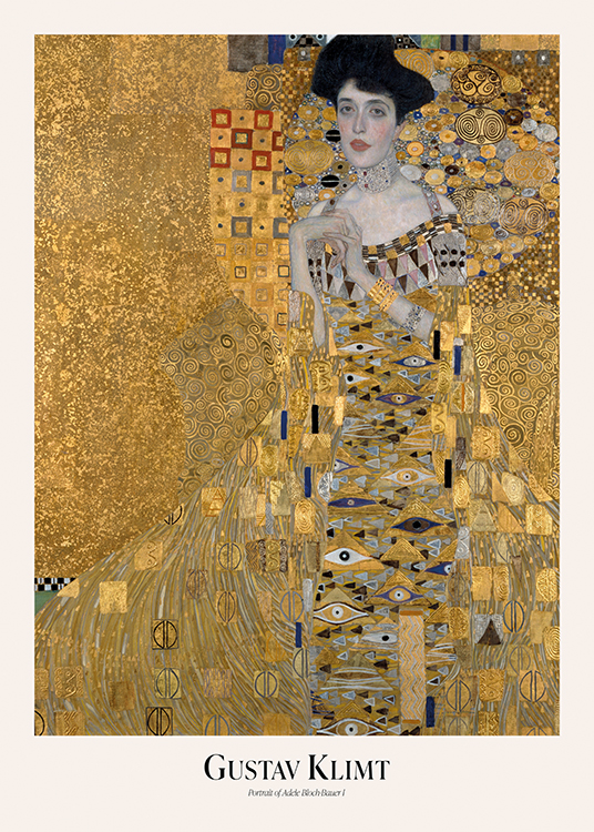  – Abstrakt målning i guld med en kvinna täckt av ett gyllene mönster