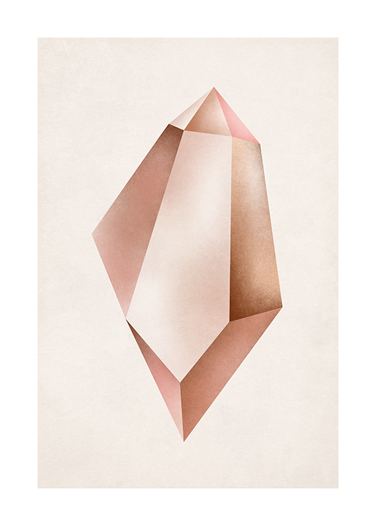  – Illustration av en ädelsten i beige och rosa på en ljusbeige bakgrund
