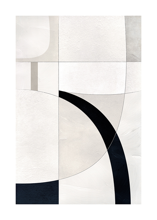  – Illustration med grå, beige och svarta abstrakta former med strukturerad effekt