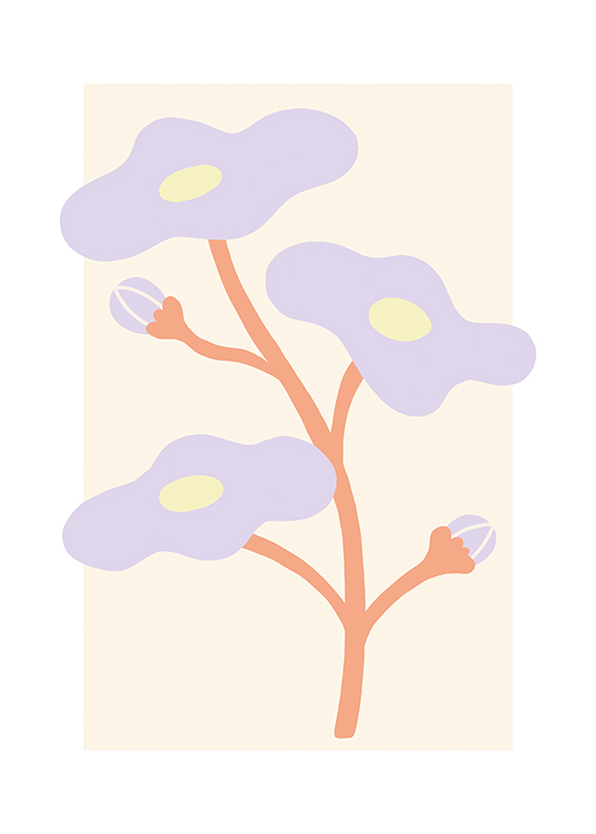  – En poster med en blomstjälk i pastelltoner