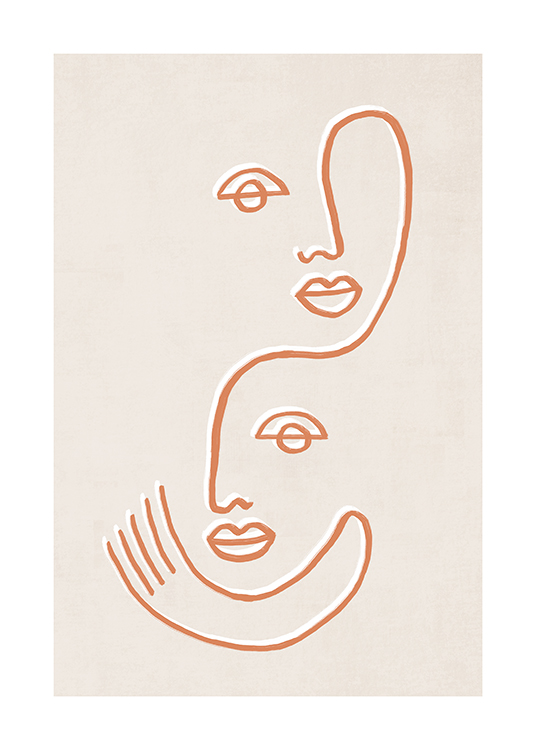  – En line art-poster med två ansikten