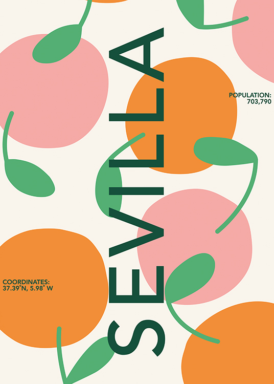  – Grafisk illustration med abstrakta gröna blad och rosa och orange cirklar med text över bilden