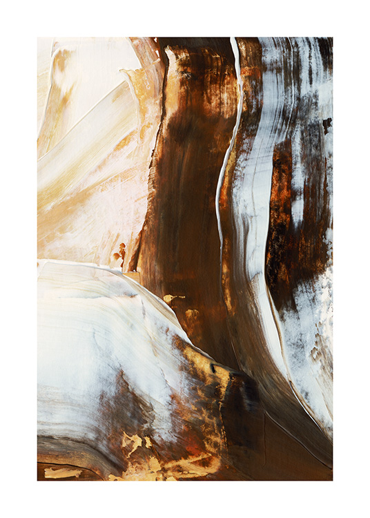 – Abstrakt målning ursprungligen gjord i brun, ljusgrå och beige akrylfärg