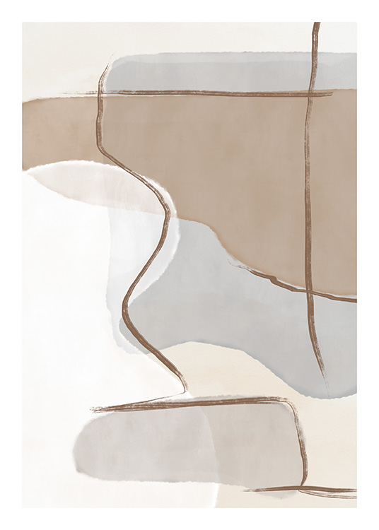 – Abstrakt konstmotiv i brunt/beige